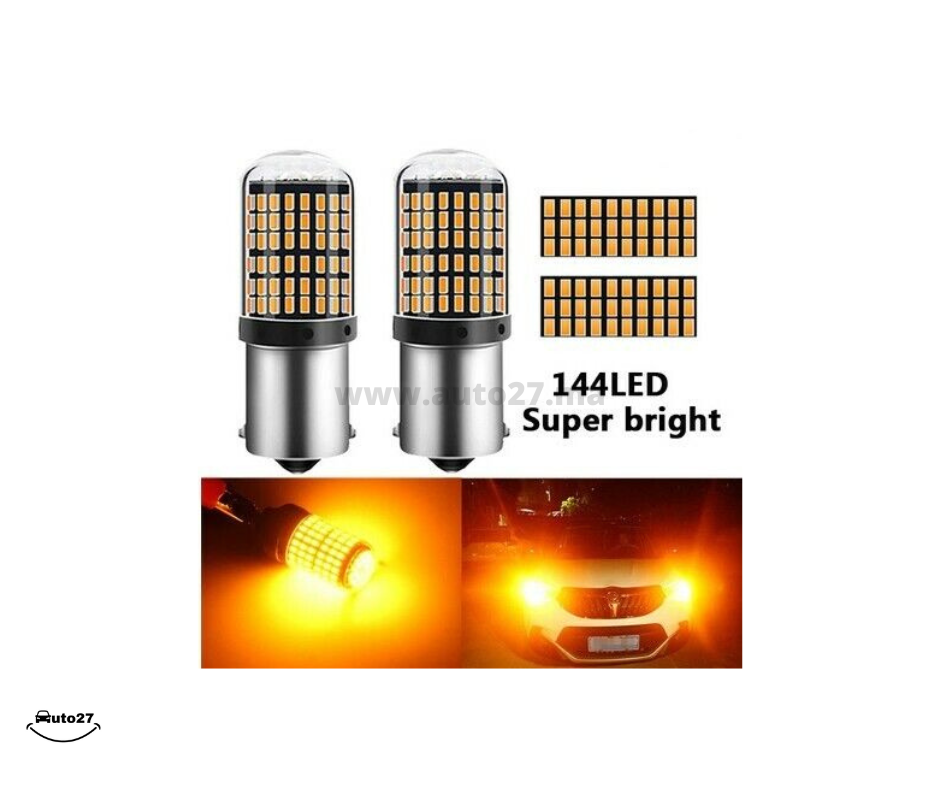 Ampoules LED PY21W Canbus ORANGE 144SMD pour Clignotants Voitures – Auto27