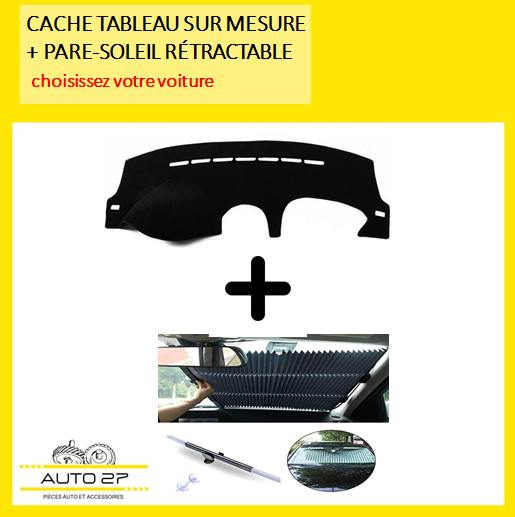 PACK CACHE TABLEAU SUR MESURE + PARE-SOLEIL RETRACTABLE – Auto27